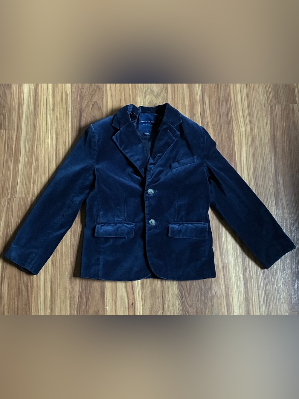 Janie and Jack Boys Velvet Blazer Jacket Dark Marine Navy Blue Luxury Size 7